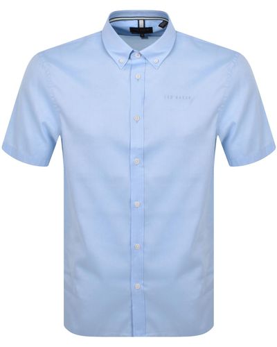 Ted Baker Oxford Short Sleeved Shirt - Blue
