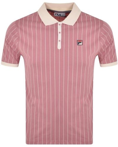 Fila Classic Stripe Polo T Shirt - Pink