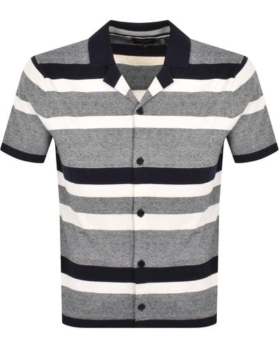 Ted Baker Striped Knitted Shirt - Grey