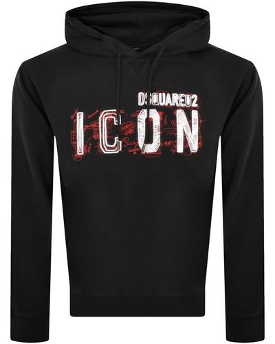 DSquared² Icon Scribble Cool Fit Hoodie - Black