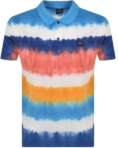 Paul & Shark Paul And Shark Tie Dye Polo T Shirt - Blue