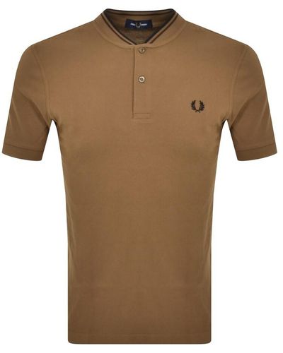 Fred Perry Bomber Collar Polo T Shirt - Brown