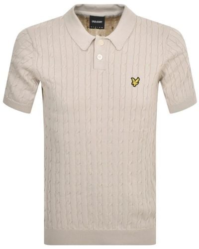 Lyle & Scott Cable Knitted Polo T Shirt - Natural