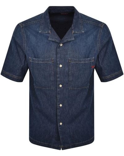 DIESEL Denim Parohort Short Sleeve Shirt - Blue
