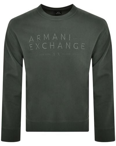 Armani Exchange Crew Neck Logo Sweatshirt - Green