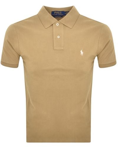 Ralph Lauren Custom Slim Polo T Shirt - Natural