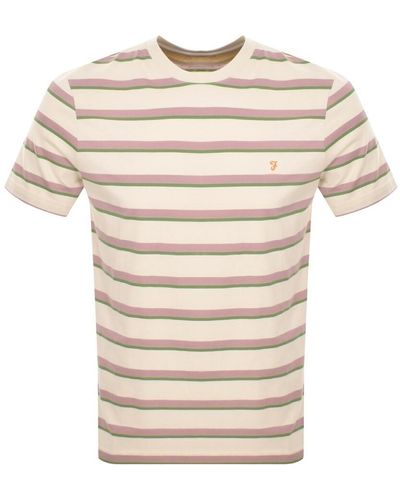 Farah Coxsone Multi Stripe T Shirt - Natural