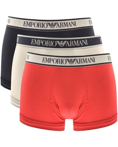 Armani Emporio Underwear Three Pack Trunks - Red
