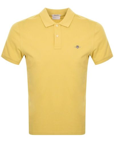 GANT Shield Pique Polo T Shirt - Yellow