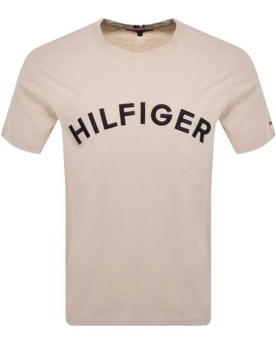 Tommy Hilfiger Arched Logo T Shirt - Natural