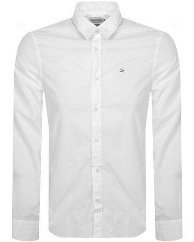 Calvin Klein Long Sleeve Slim Fit Shirt - White