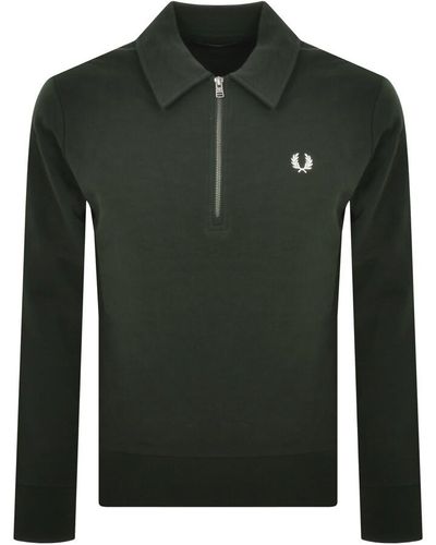 Fred Perry Half Zip Sweatshirt - Green