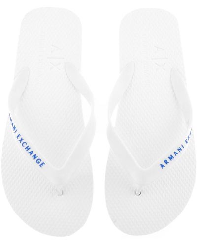 Armani Exchange Logo Flip Flops - White