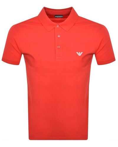 Armani Emporio Beachwear Polo T Shirt - Red
