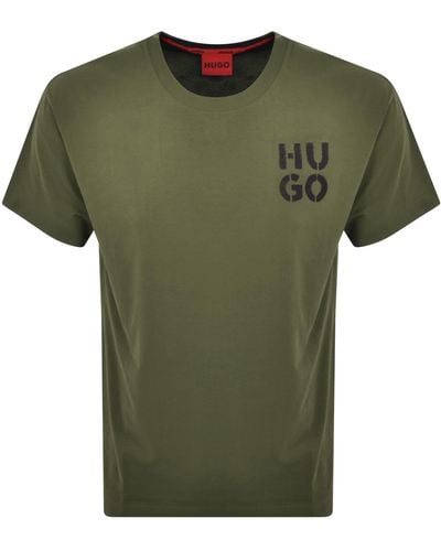 HUGO Spray Logo T Shirt - Green