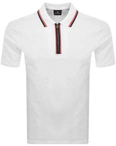 Paul Smith Regular Zip Polo T Shirt - White