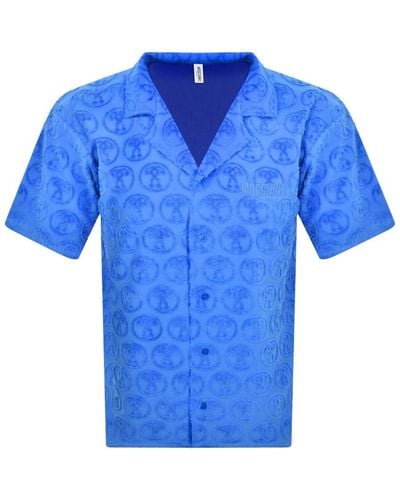 Moschino Swim Towelling Short Sleeve Shirt - Blue