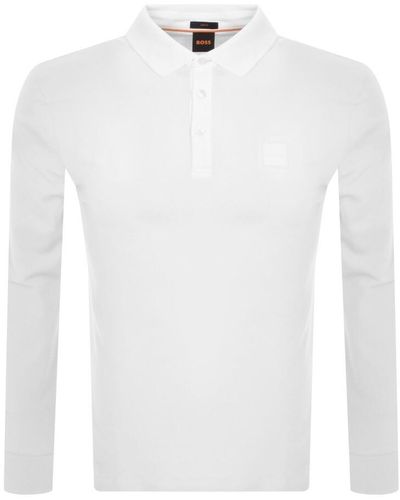 BOSS by HUGO BOSS Boss Passerby Long Sleeved Polo T Shirt in White for Men  | Lyst