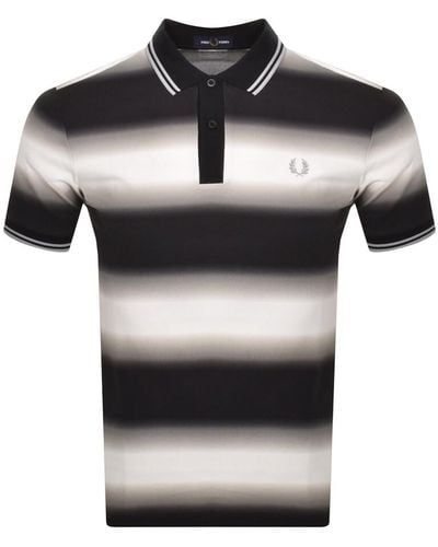Fred Perry Stripe Graphic Polo T Shirt - Black