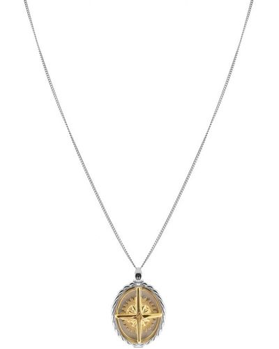 Serge Denimes Two Tone Compass Necklace - Metallic