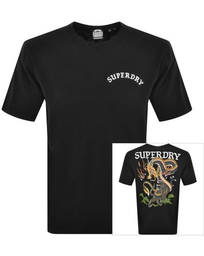 Superdry Short Sleeved Tattoo T Shirt - Black