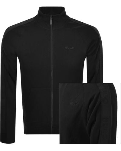 HUGO Lounge Full Zip Tonal Sweatshirt - Black