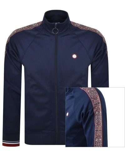 Pretty Green Eclipse Paisley Tape Track Top - Blue