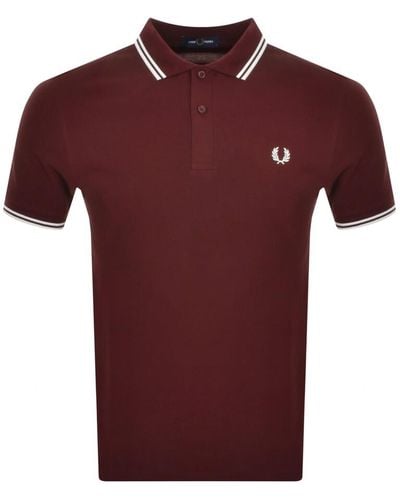 Fred Perry Slim Fit Twin Tipped Polo Ox Blood / Snow Xl - Red