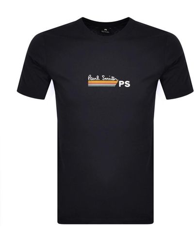 Paul Smith Stripe Logo Crew Neck T Shirt - Black
