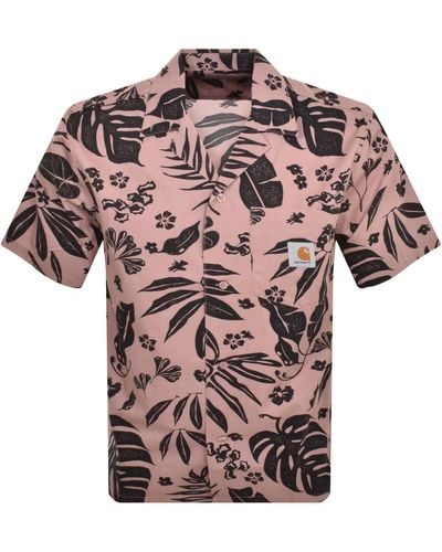 Carhartt Woodblock Short Sleeve Shirt - Pink
