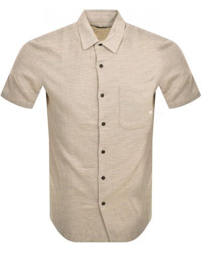 Farah Jacquard Short Sleeve Shirt - Natural