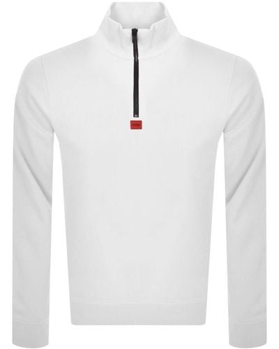 HUGO Durty Half Zip Sweatshirt - White