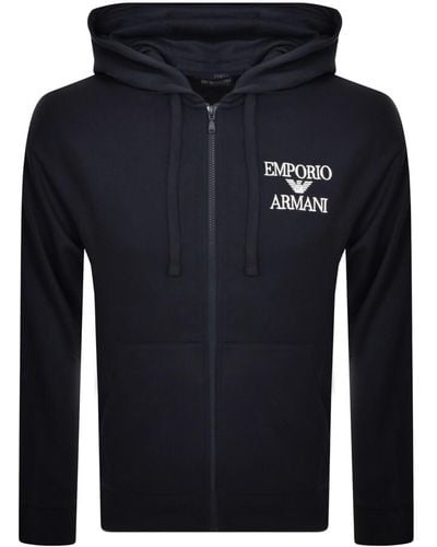 Armani Emporio Loungewear Logo Hoodie - Blue