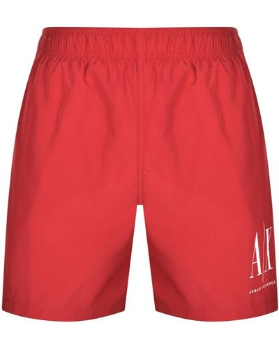 Armani Exchange Logo Swim Shorts - Red