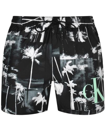 Calvin Klein Printed Swim Shorts - Black