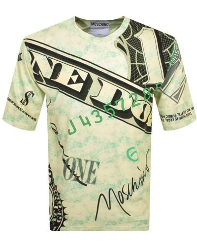 Moschino Dollar Print T Shirt - Green