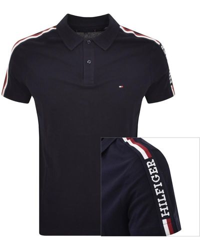 Tommy Hilfiger Global Stripe Polo T Shirt - Blue