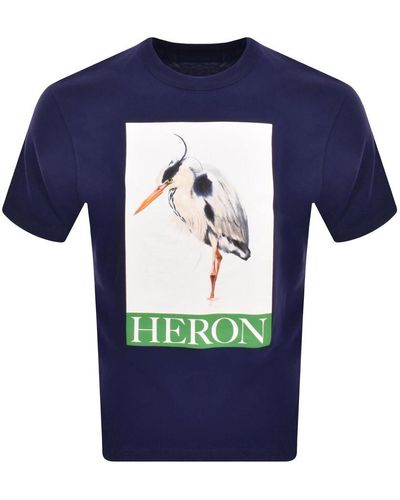 Heron Preston Bird Painted Logo T Shirt - Blue