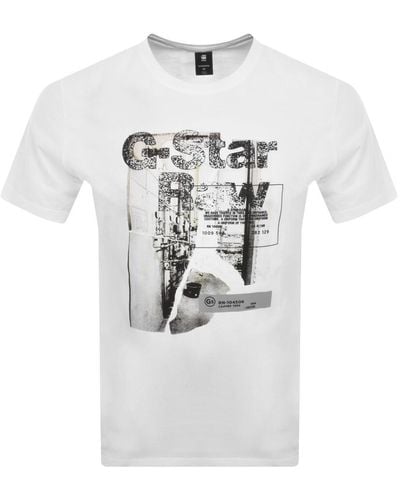 G-Star RAW Raw Originals Hq Print Logo T Shirt - White