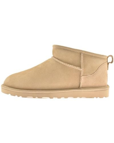 UGG Classic Ultra Mini Logo-patch Suede And Shearling Ankle Boots - Natural