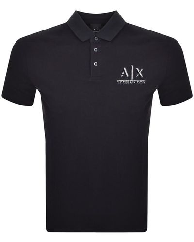 Armani Exchange Logo Polo T Shirt - Black