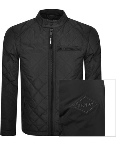 Replay Logo Quilted Jacket - Black
