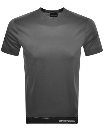 Armani Emporio Tape Logo T Shirt - Gray