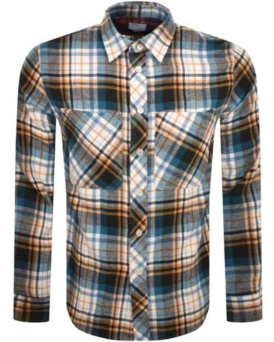 Paul Smith Checked Long Sleeve Shirt - Blue