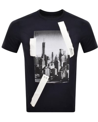 Armani Exchange Crew Neck Graphic T Shirt - Blue