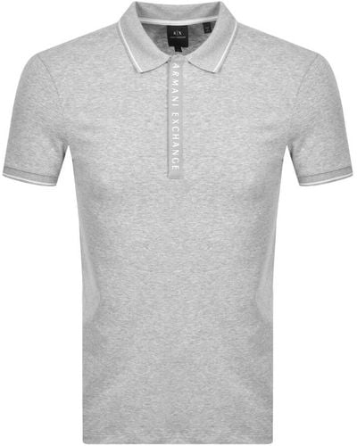 Armani Exchange Logo Placket Polo T Shirt - Gray