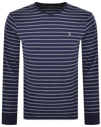 Ralph Lauren Stripe Long Sleeve T Shirt - Blue