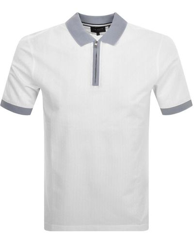 Ted Baker Arnival Textured Polo T Shirt - White