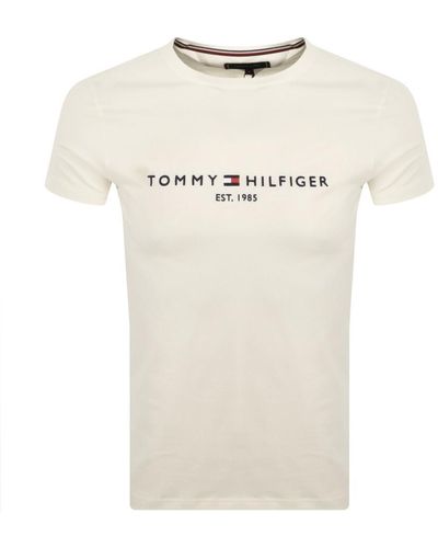 Tommy Hilfiger Logo T Shirt - Natural