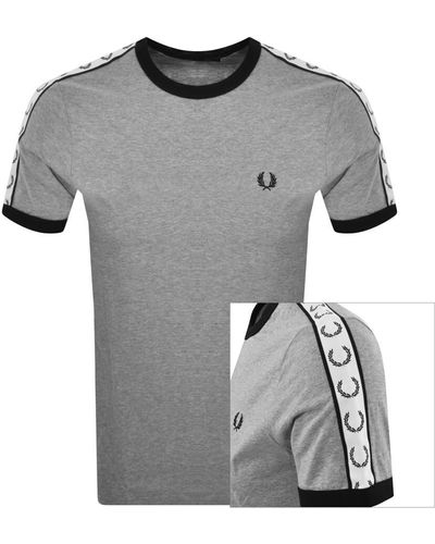 Fred Perry Taped Ringer T Shirt - Gray